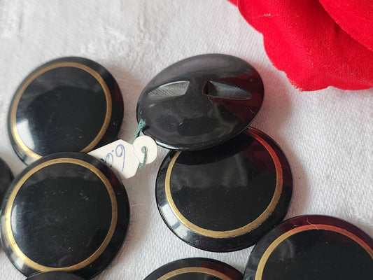Lot 6 gros  boutons vintage noir metal  à pied  3 cm ref 1756