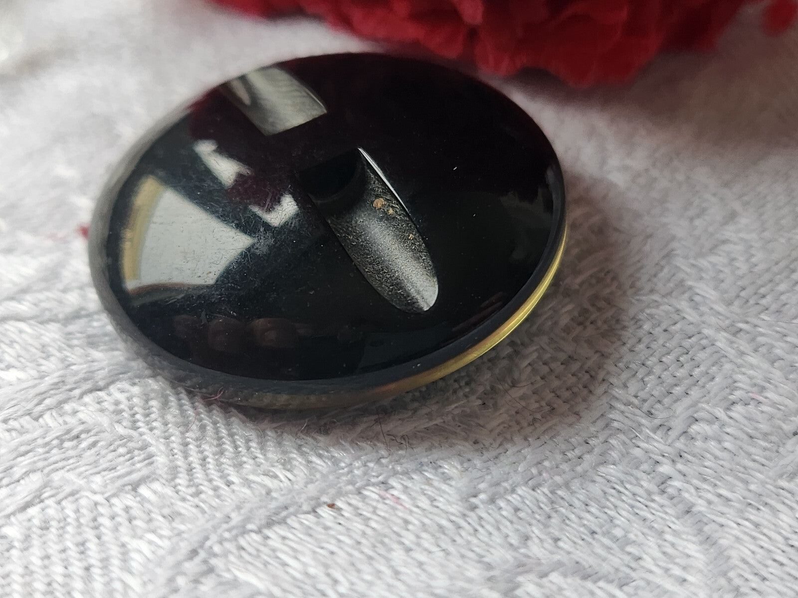 Joli bouton vintage gros inclusion noir bijoux  3 cm ref 3831