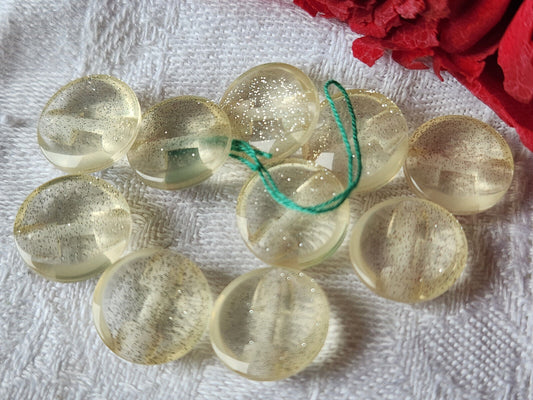 Lot 10 boutons transparent vintage paillette pied petits 1,2 cm ref 1138