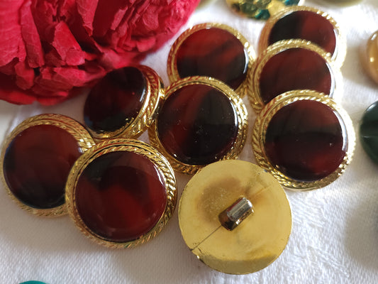 Lot 6 gros boutons vintage rouge acrylique  2,5 cm pied ref 4910