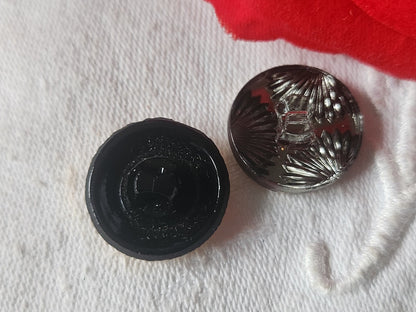 Duo boutons anciens en verre doré travaillé vintage 1,7 cm D9I