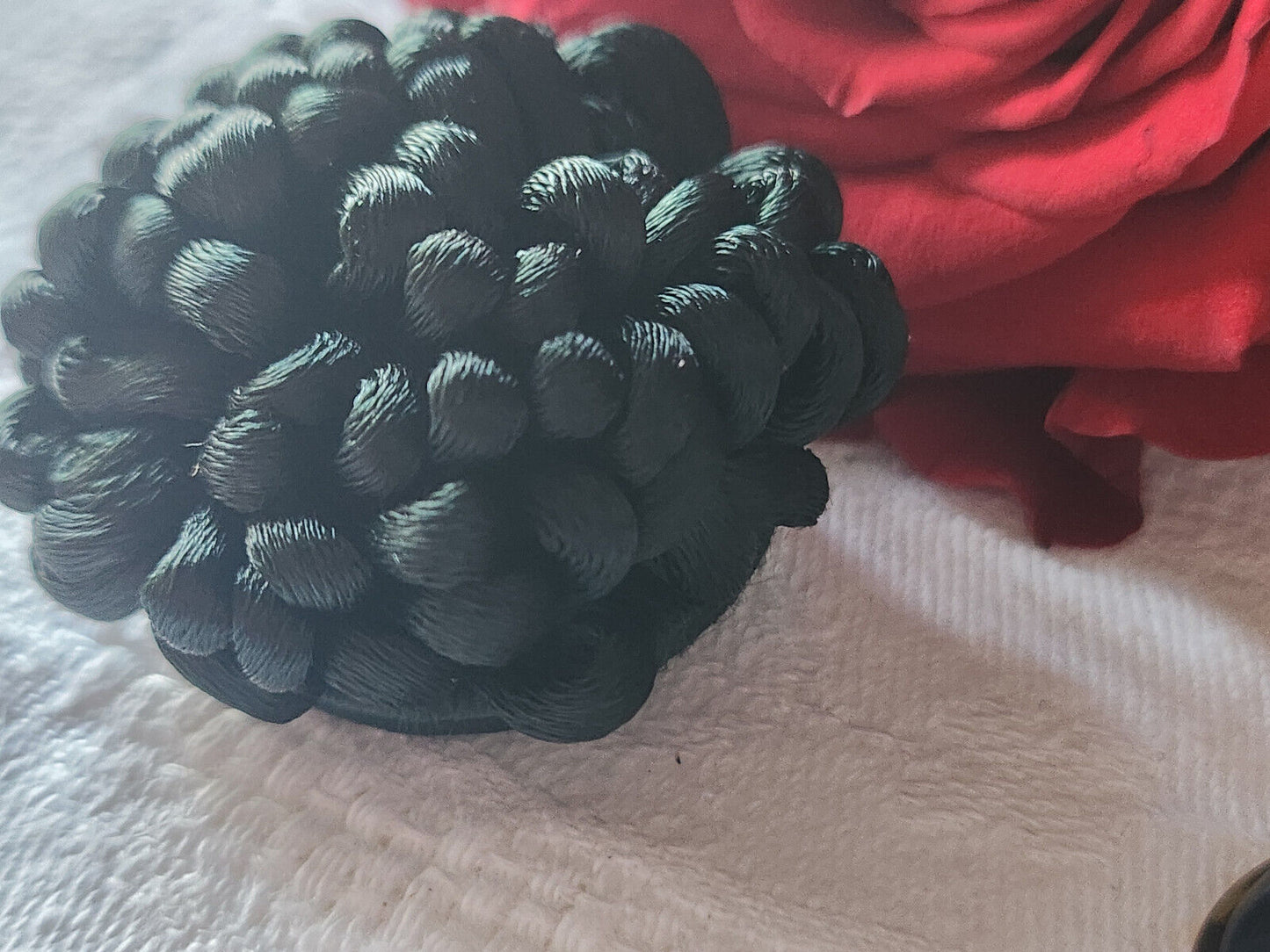 Haute couture gros bouton ancien soie passementerie vert 4 cm XXL G17P