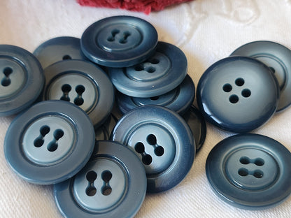 Lot 6 gros boutons vintage bleu lumineux  à trous 2,4 cm ref  3023