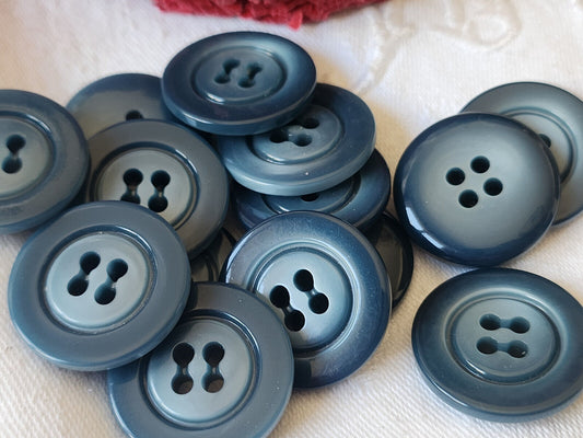 Lot 6 gros boutons vintage bleu lumineux  à trous 2,4 cm ref  3023