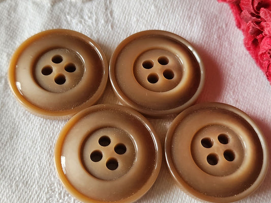 Lot 4 lumineux booutons vintage gros marron 2,7 cm trous ref 859