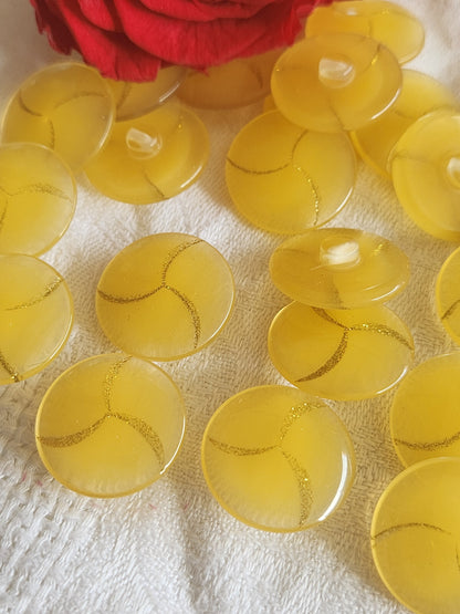 Lot 10 boutons vintage jaune doré à pied  2,1 cm ref 4967
