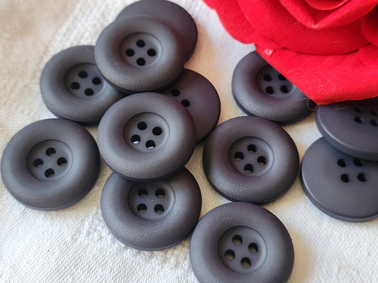 Lot 10 boutons vintage gris mat à trous 2,5 cm ref 4984
