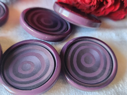 Lot 6 gros boutons vintage alveole violet ped 2,8  cm ref 5547