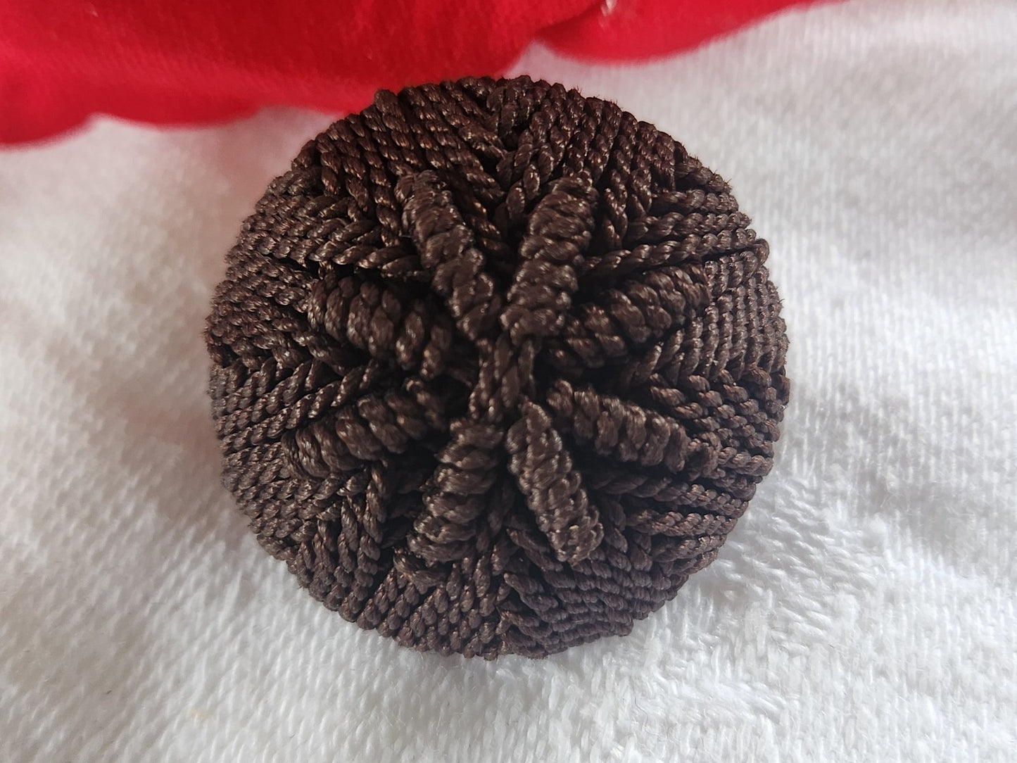 Ancien bouton en passementerie marron fait main collectionr 2,6 cm D18E