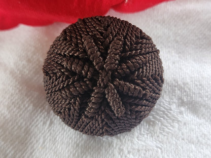 Ancien bouton en passementerie marron fait main collectionr 2,6 cm D18E