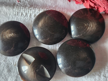 Lot 5 gros boutons vintage marron bombé   à pied 2,5  cm  ref 3415