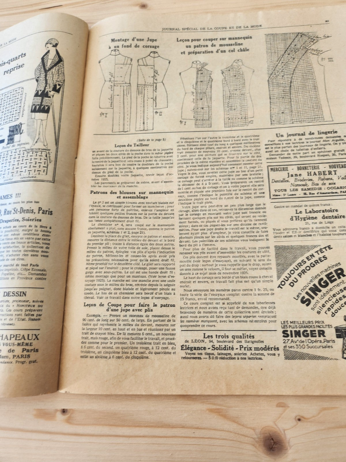 Journal de l'institut de coupe de paris année folle mode Fevrier 1926 patron