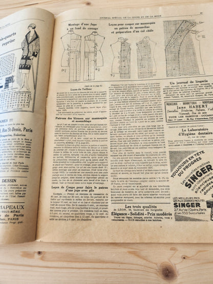Journal de l'institut de coupe de paris année folle mode Fevrier 1926 patron