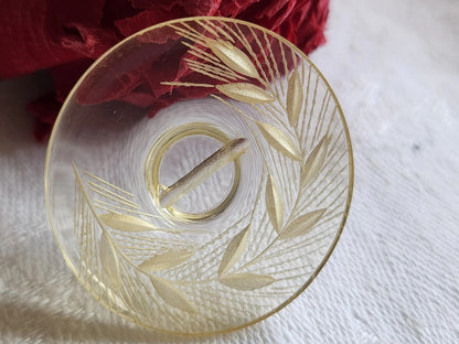 Gros bouton ancien lucite plexis épis de blé à pied jaune 3,1 cm ref 1391