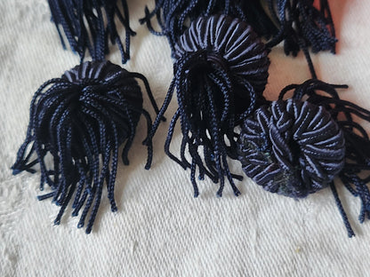 Lot 6 boutons anciens vintage passementerie bleu pendant 2,1 cm ref 5331