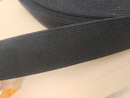 Large élastique  noir  rouleau de 50 mètres sur  3 cm made in France B3