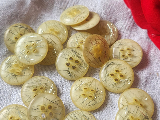 Lot 22 boutons vintage creme pâillete liserté argenté  1,8 cm ref 5467
