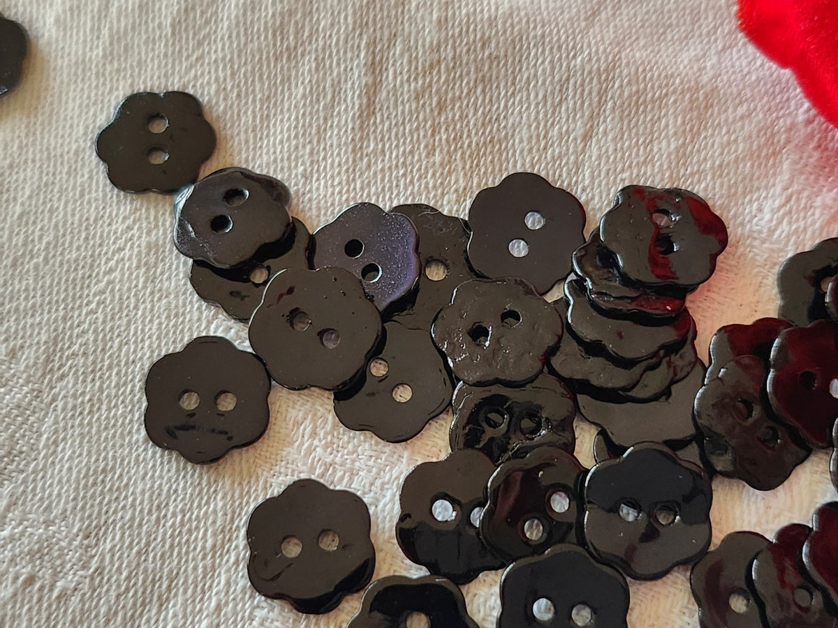 Lot 14 boutons vintage en nacre bleu/noir   fleur 1,2  cm 12 mm  ref 4017