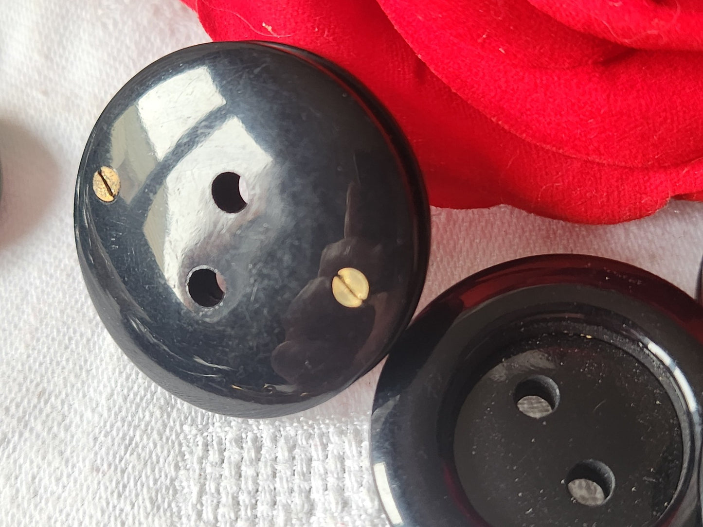 Lot 5 énormes boutons vintage noir vis épais 3,2 cm ref 1541