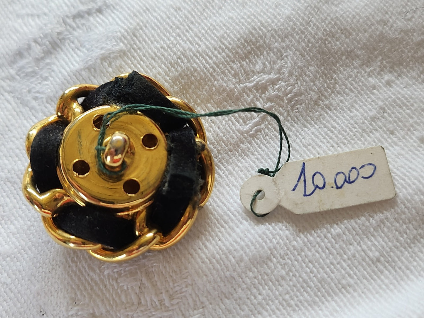 Collection boutonvintage en métal doré perlé ruban 2,9 cm D17H