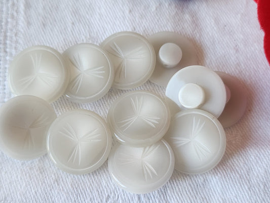 Lot 10 boutons vintage gris motif pied transparent 1,8 cm ref 586