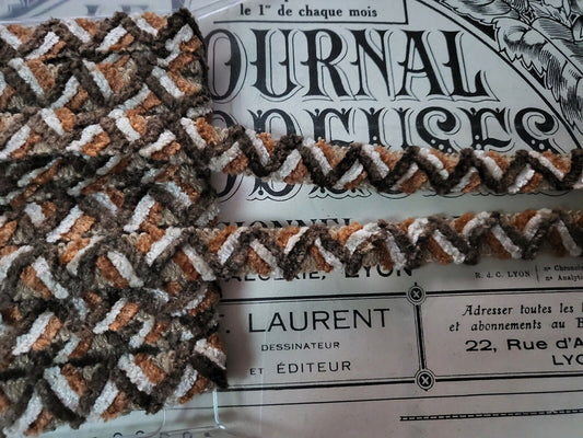 Galon camaïeu marron chenille original 2 mètres / 1,5 cm moderne bordure A2