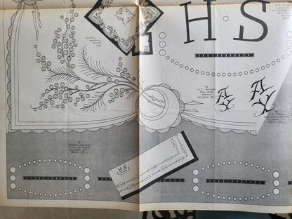 Le journal des brodeuses1951  n° 675  drap nappe à thé taie de berceau motifs