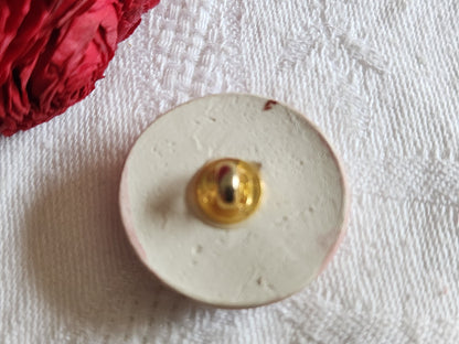 Gros bouton vintage céramique parurier haute couture 2,7 cm pied D14K