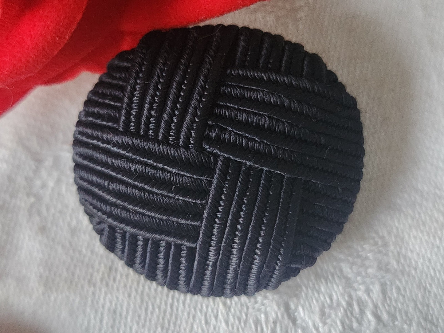Gros bouton en passementerie vintage bleu 3,3 cm sur 3,6 cm D5T