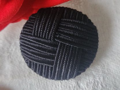 Gros bouton en passementerie vintage bleu 3,3 cm sur 3,6 cm D5T