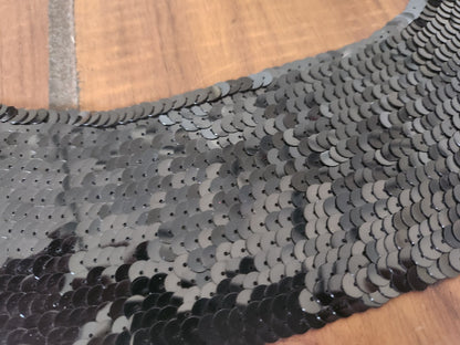 Ancien  col en tissu sequin noir  B3-3