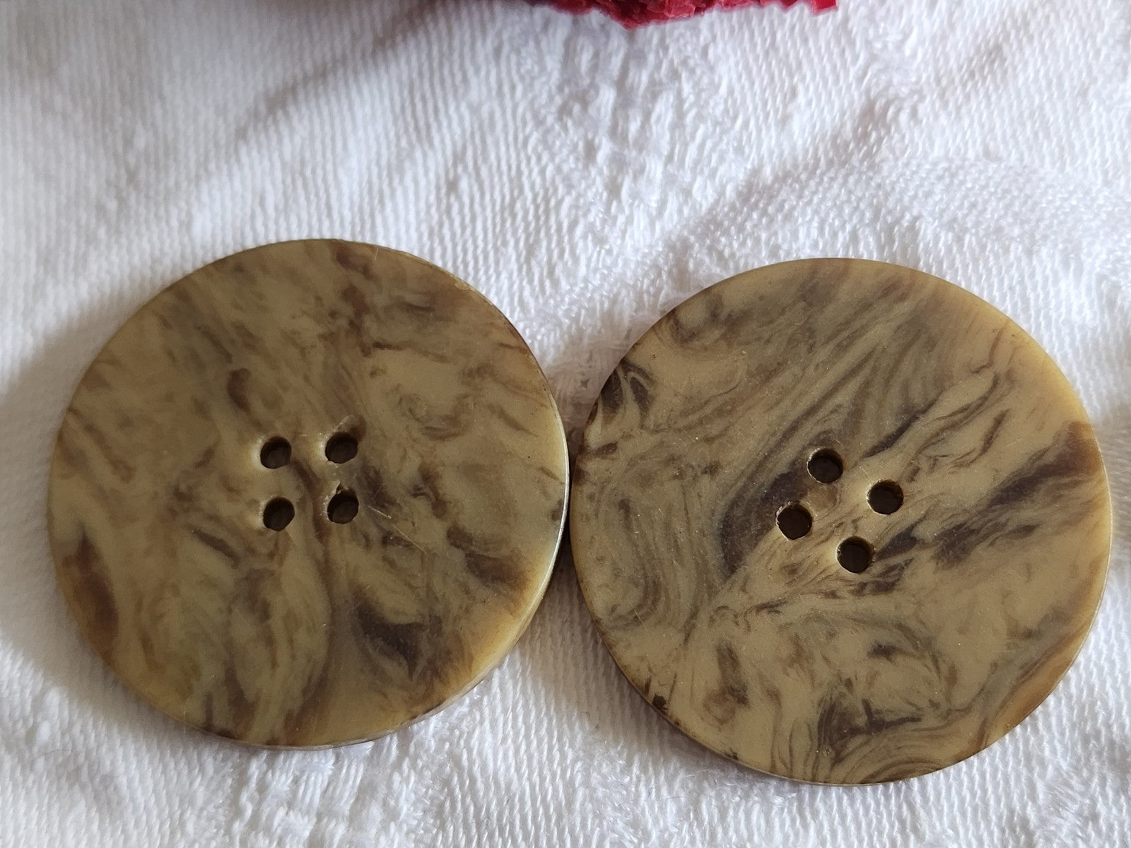 Duo gros bouton ancien galalithe jaspé collection art deco 3,6 cm G19D
