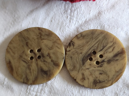 Duo gros bouton ancien galalithe jaspé collection art deco 3,6 cm G19D
