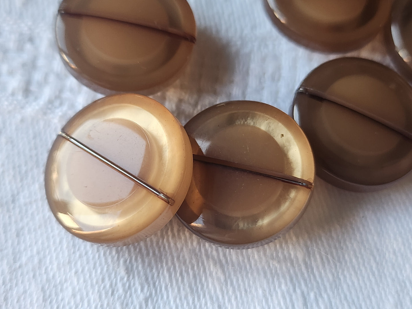 Lot 6 boutons vintage marron nacré  inclusion 1,9 cm épais pied ref 0028