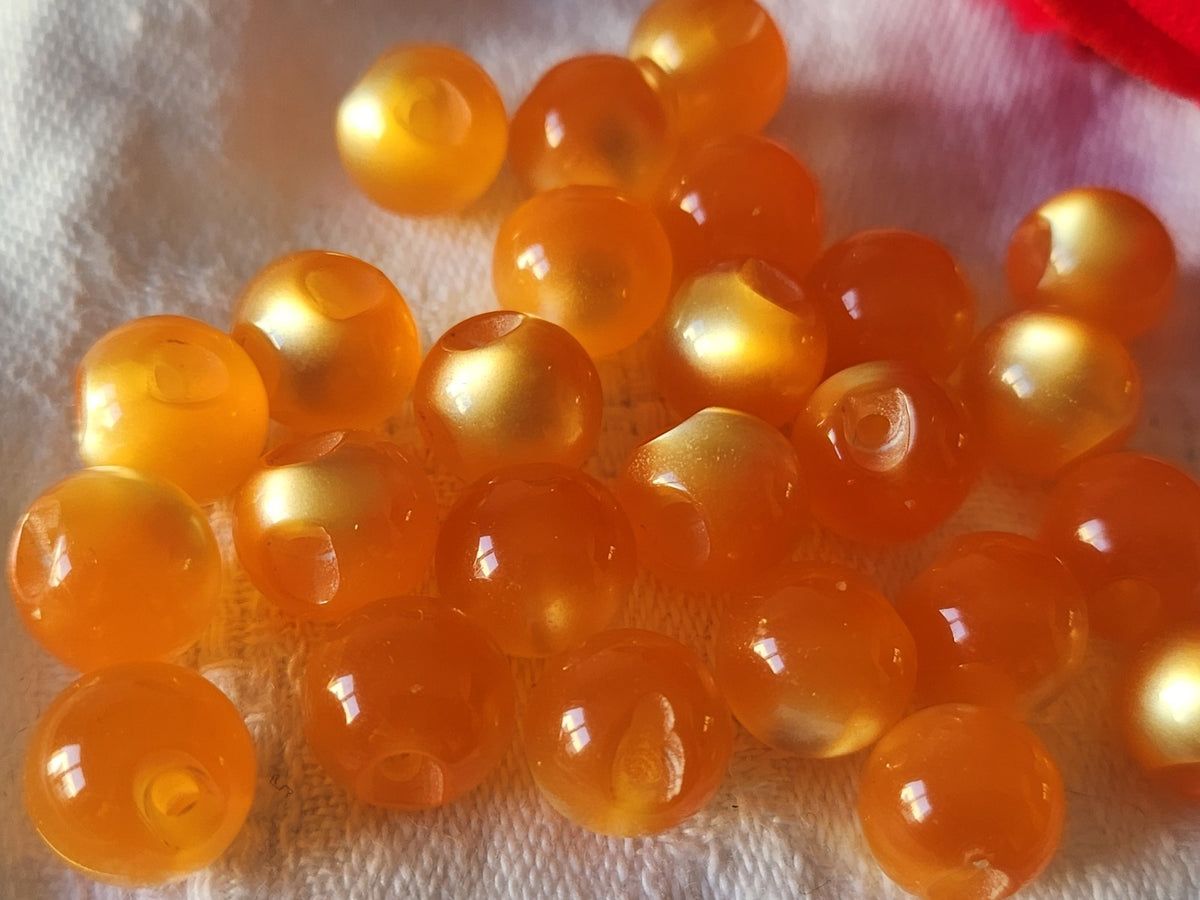 Lot 16 boutons vintage boule lumineux orange mini 0,9 cm ref 6145