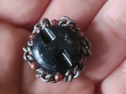 Bouton vintage parurier haute couture pourtour perlé 2,4 cm ref 1722