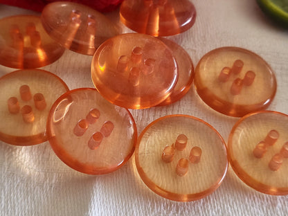 Lot 5 gros boutons vintage orange transparent épais superbe   2,5 cm ref 6064