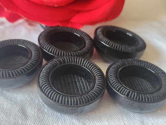 lot 5 gros boutons vintage noir haut à pied 2,8 cm ref 1424