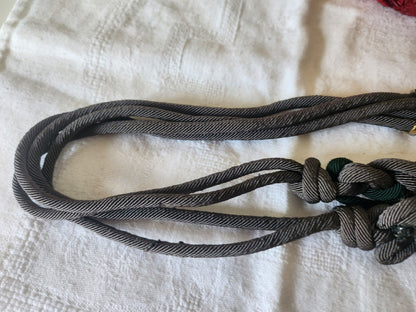 Ceinture ancienne vintage tréssée gris vert reglable  B9