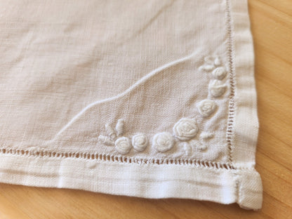 Ancien porte serviette  fait main blanc broderie pochette 11,5 cm sur 24 cm B7