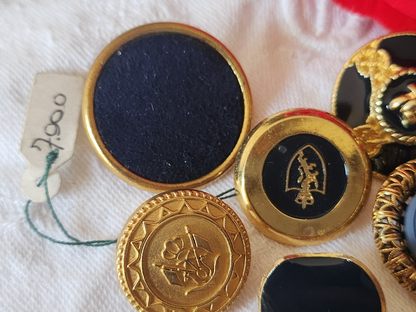 Lot 10 boutons vintage en métal doré bleu 1,7 à 2,8 cm ref 6036