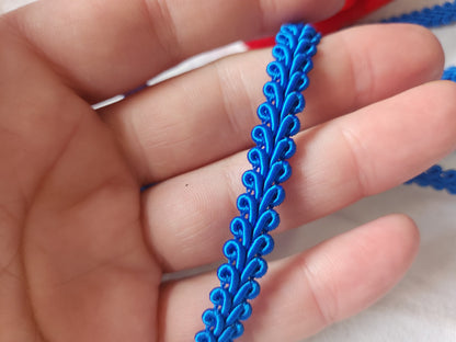 Galon vintage bleu satiné lumineux 2 métres 80  sur 0,8 cm A3