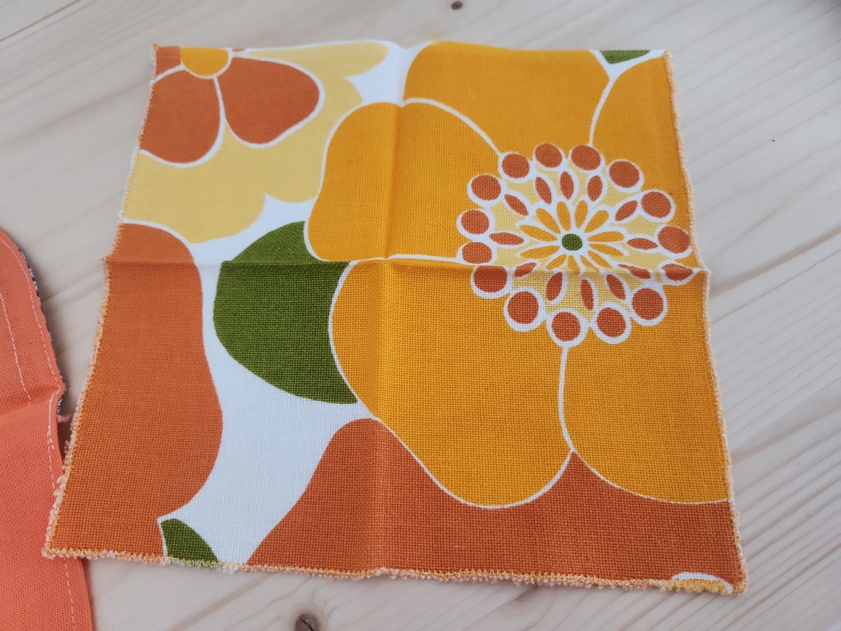 Ancien porte serviette  fait main saumon pochette 13 cm sur 25,5 cm B4