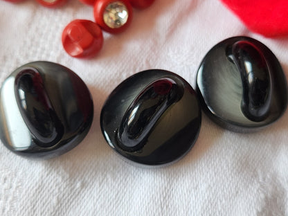 Trio superbes boutons vintage anse noir haute pied 2,2 cm ref 1201