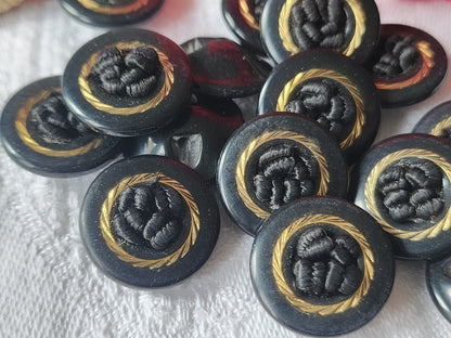 lot 6  boutons vintage coeur passementerie noir à  pied 1,8 cm ref 3549