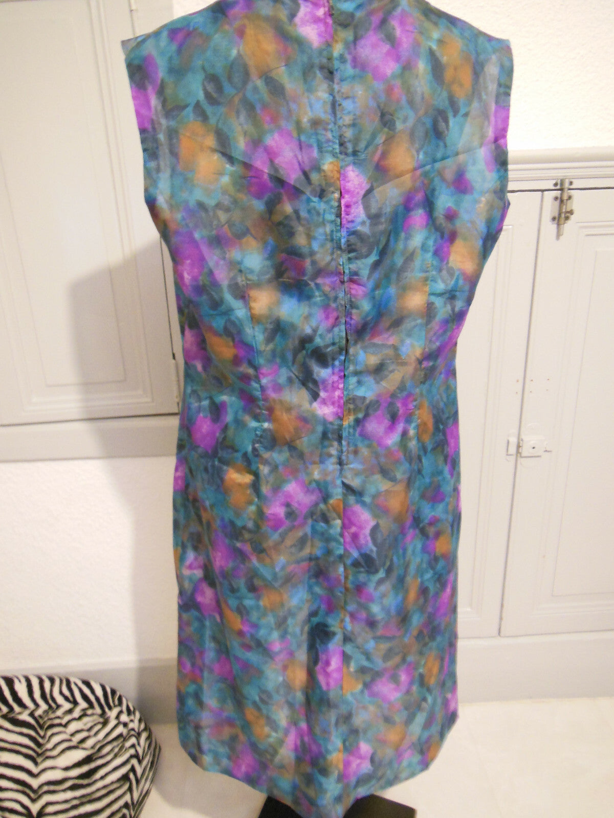 Pur vintage ancienne robe sans doublure vert violet T44/46 ? ref PORT