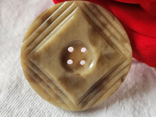Gros bouton ancien galalithe jaspé collection art deco 3,6 cm G13S
