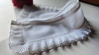 Ancien  col tissu ansparent pourtour plissé blanc froufrou vintage  B1-39