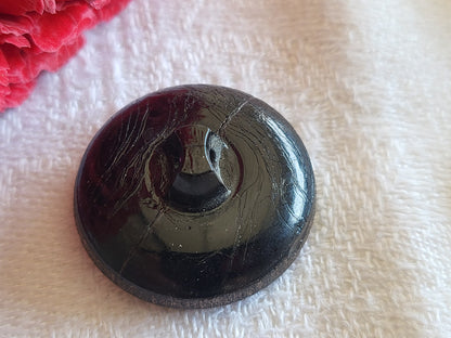Bouton ancien en verre marron métallisé perlé diamètre 2,2 cm G15D