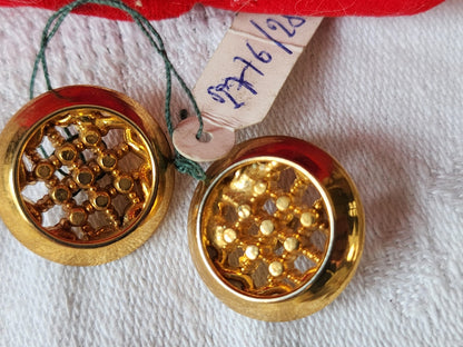 Duo boutons vintage en métal doré pied 1,8  cm G17c